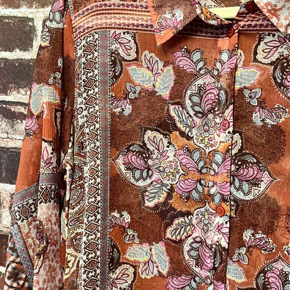 Cream Brand Boho Paisley Button Up Shirt - Size 36 (US Small) - Picture 7 of 9